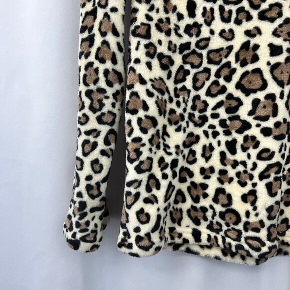 Solution Womens 1/4 Zip Pullover Fleece Top Long Sleeve Multicolor Cheetah Small - Picture 5 of 8